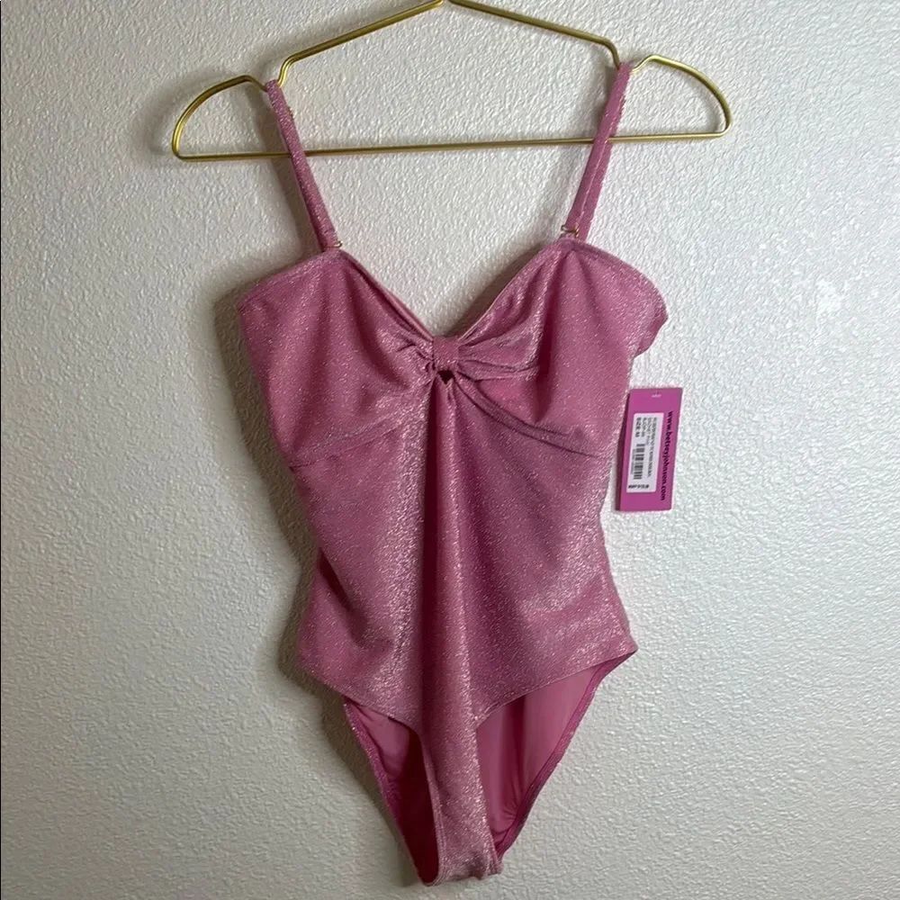 NWT- Betsy Johnson- Barbie Pink Metallic one piece swimsuit - Medium